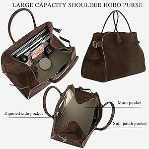 Soft Faux Suede Tote Bag for Women – Vintage Top-Handle Satchel Handbag, Large Capacity Shoulde... | Amazon (US)