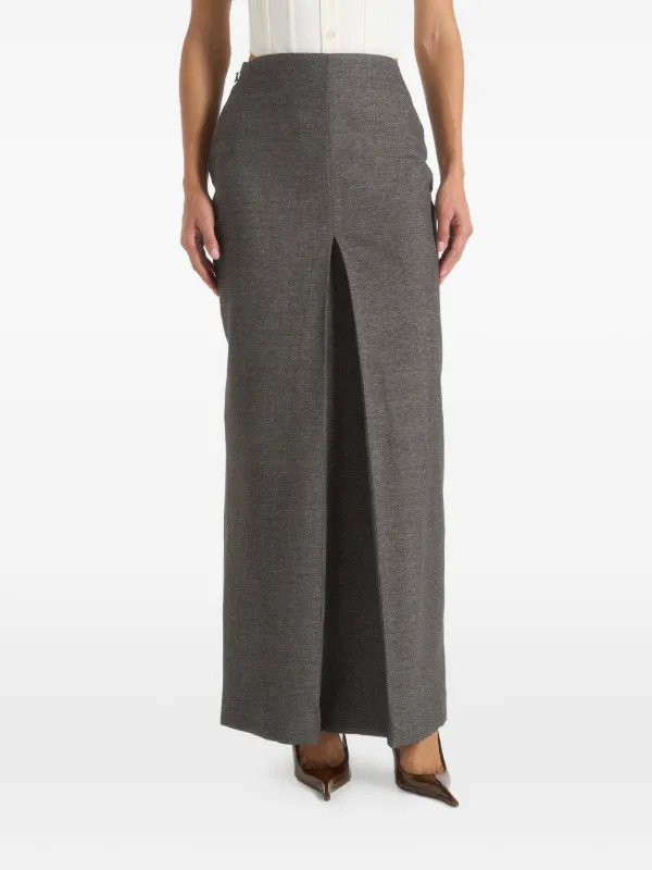 Regine in marl grey tailored box-pleat maxi skirt | Farfetch Global