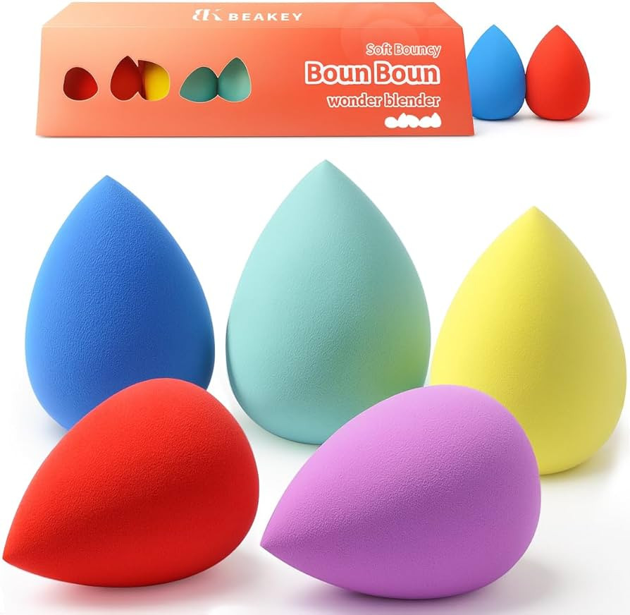 BEAKEY Makeup Sponge Set 5 Pack Micro Porous Low Absorption Soft Latex Free Foundation Beauty Spo... | Amazon (US)
