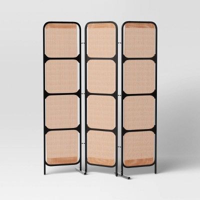72" Modern 3-Panel Patio Decorative Screen Black - Threshold™ | Target