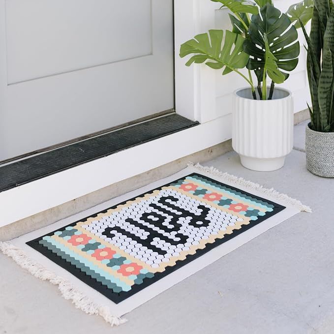 Letterfolk Customizable Doormat - Standard All Weather Non-Slip Rubber Doormat 18x30 - White | Amazon (US)