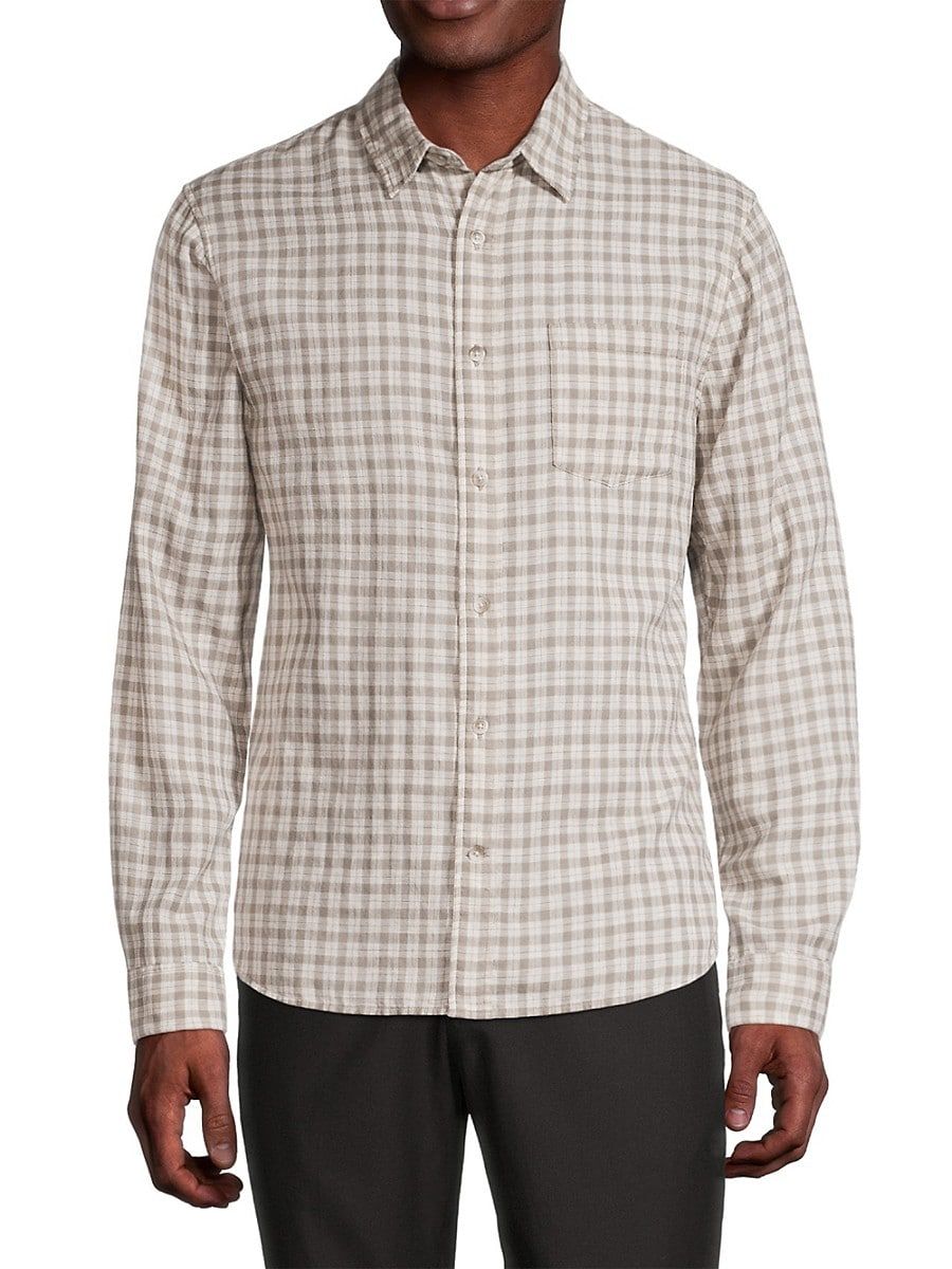 Vince Men's Desert Side Plaid Shirt - Beige White - Size XL | Saks Fifth Avenue OFF 5TH (Pmt risk)