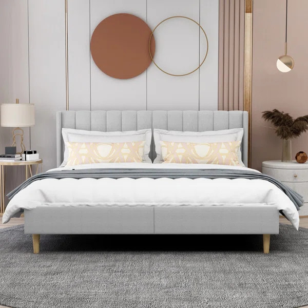 Eriksay Low Profile Upholstered Platform Bed With Wingback Headboard | Wayfair North America