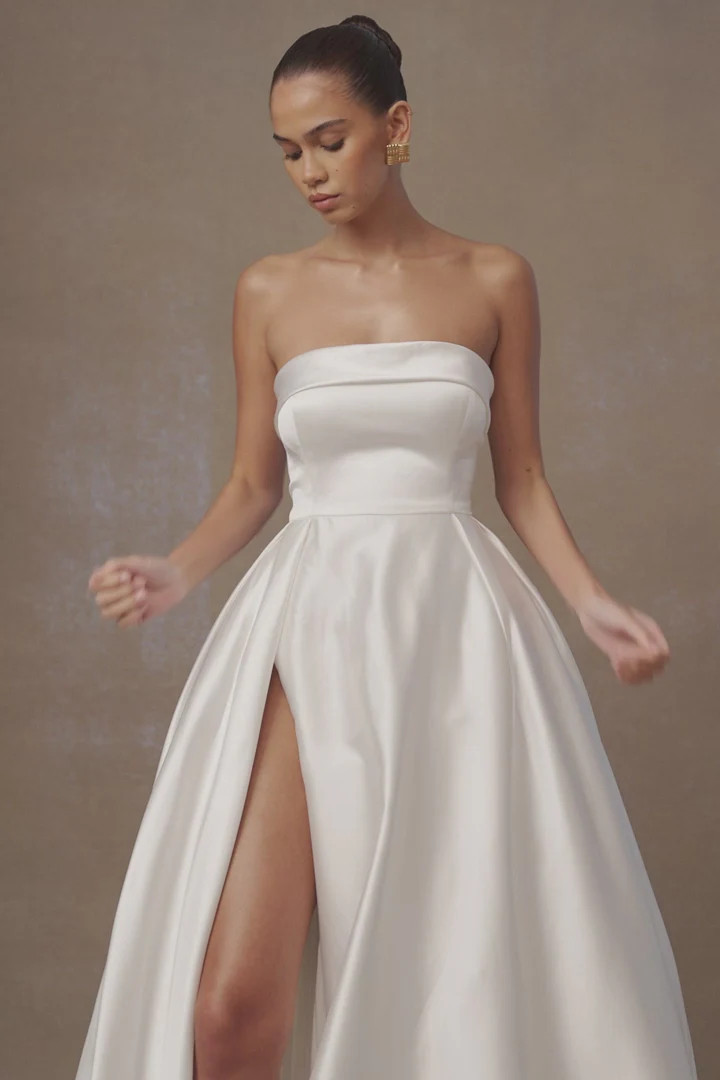 Eileen Strapless Wedding Gown - White | MESHKI US