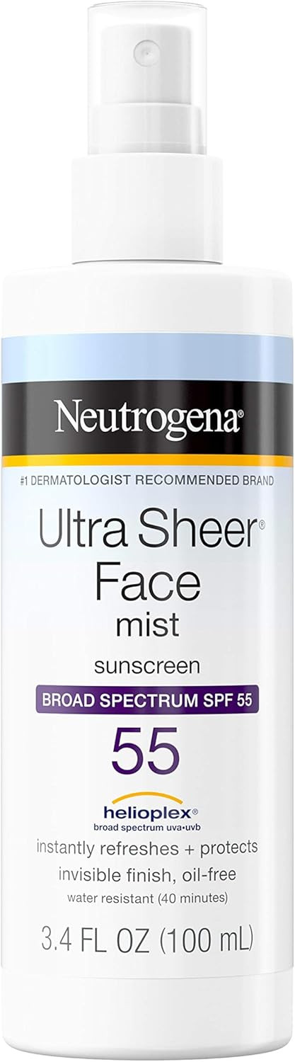 Neutrogena Ultra Sheer Face Mist Sunscreen Spray Broad Spectrum SPF 55 Lightweight NonGreasy Wate... | Amazon (US)