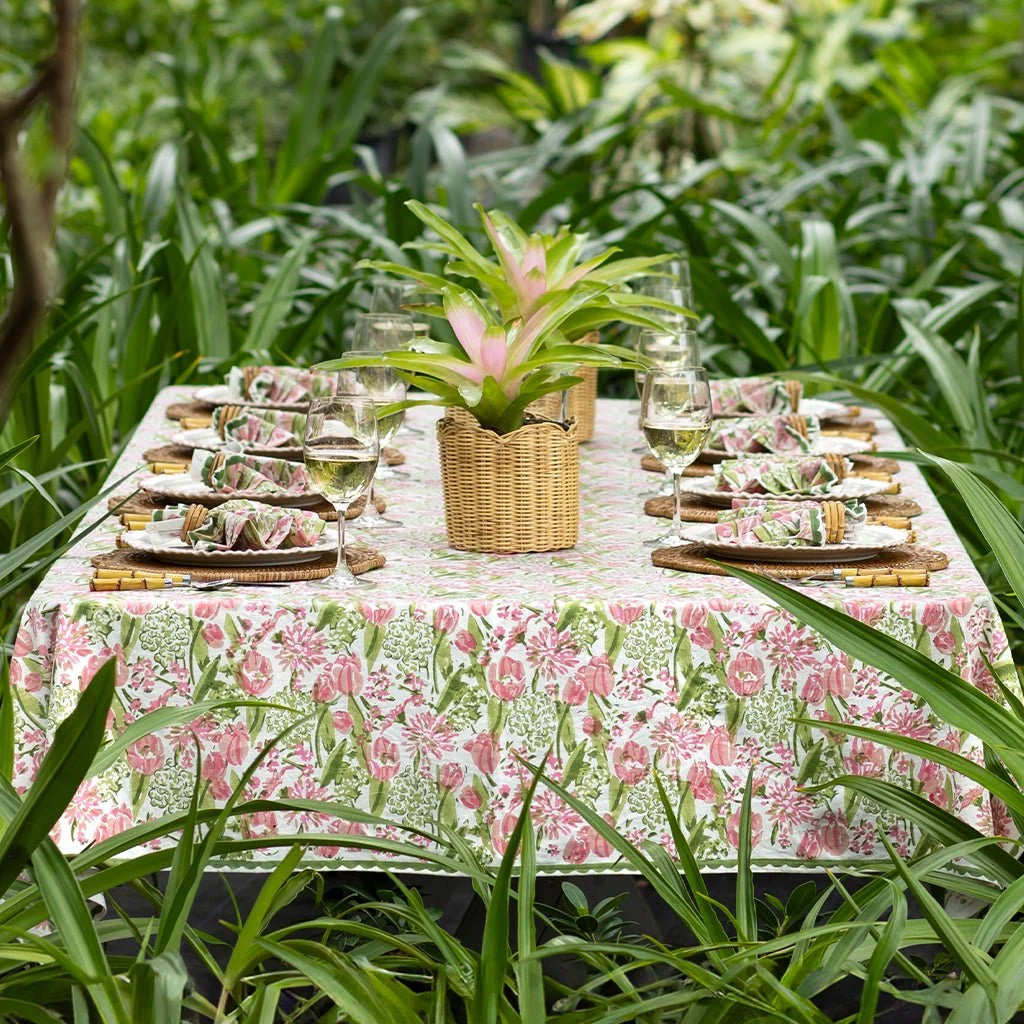 Bouquet Pink & Green Tablecloth | Pomegranate