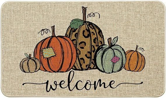 Artoid Mode Pumpkin Welcome Decorative Doormat, Fall Halloween Thanksgiving Rustic Yard Low-Profi... | Amazon (US)