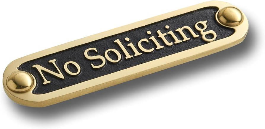 No Soliciting Brass Door Sign. Traditional Style Home Décor Wall Plaque Handmade By The Metal Fo... | Amazon (US)