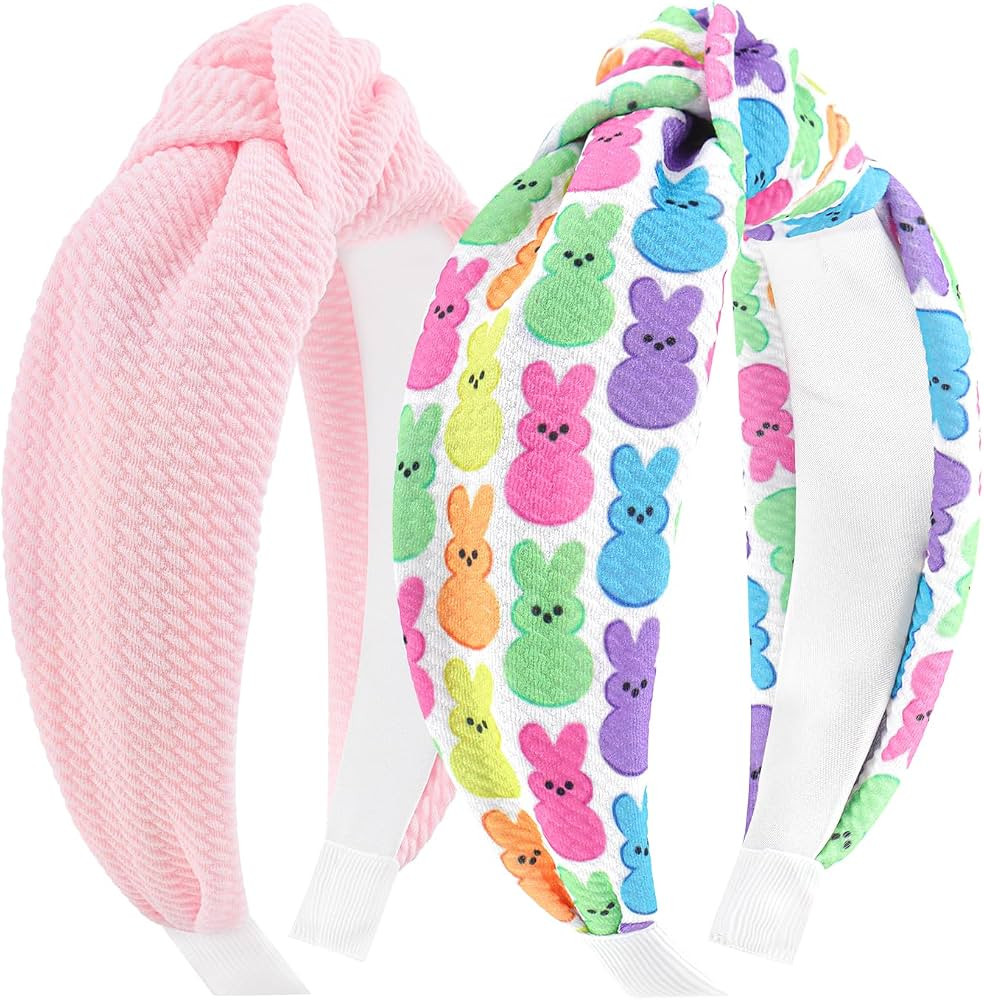 YanJie Easter Headbands for Women Rabbit Ears Headband Printed Bunny Egg Carrot Wide Knotted Head... | Amazon (US)