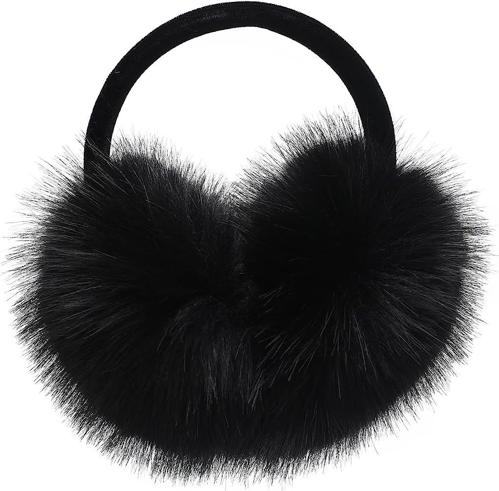ZLYC Womens Girls Winter Fashion Adjustable Faux Fur EarMuffs Ear Warmers | Amazon (US)