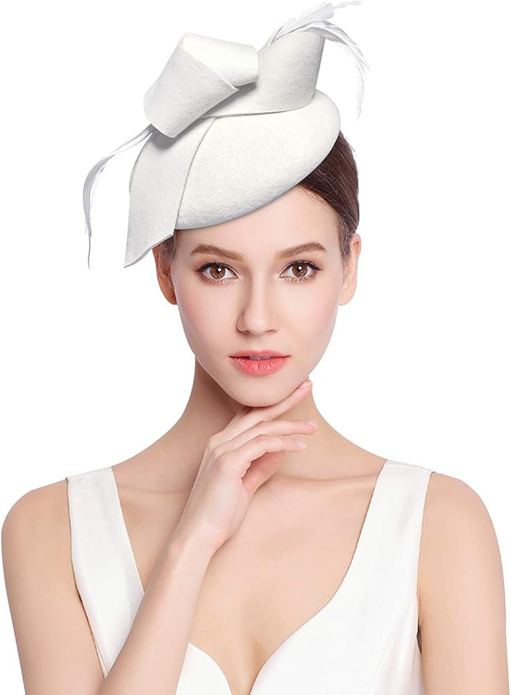 Z&X Women's Fascinator Wedding Derby Hat Feather Flower Sinamay Pillbox Hat Cocktail Tea Party Headband Clips | Amazon (US)