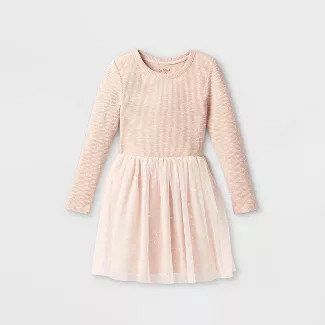 Girls' Long Sleeve Printed Cozy Tulle Dress - Cat & Jack™ | Target