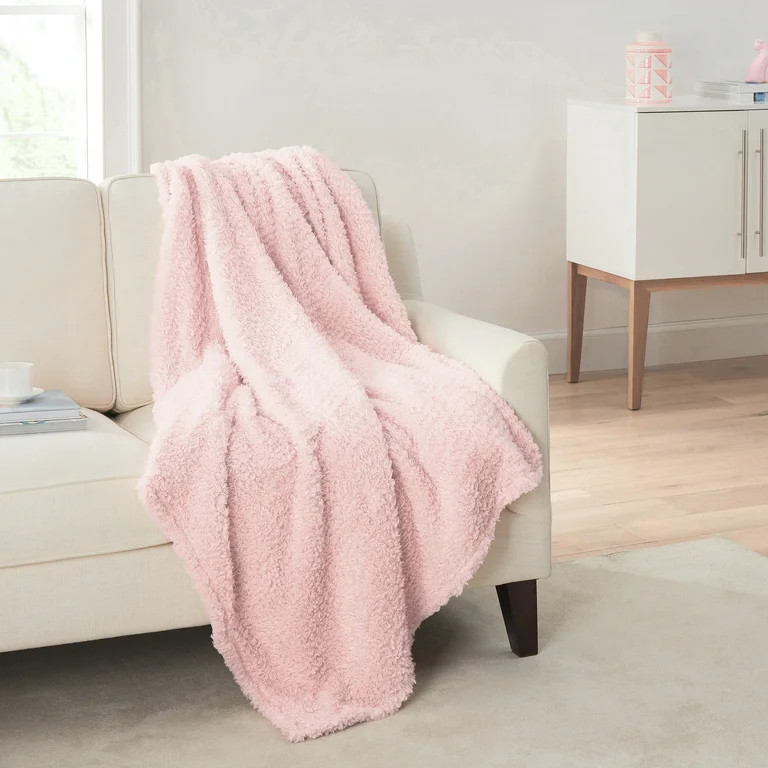 Mainstays Sherpa Throw Blanket, 50" X 60", Light Pink | Walmart (US)