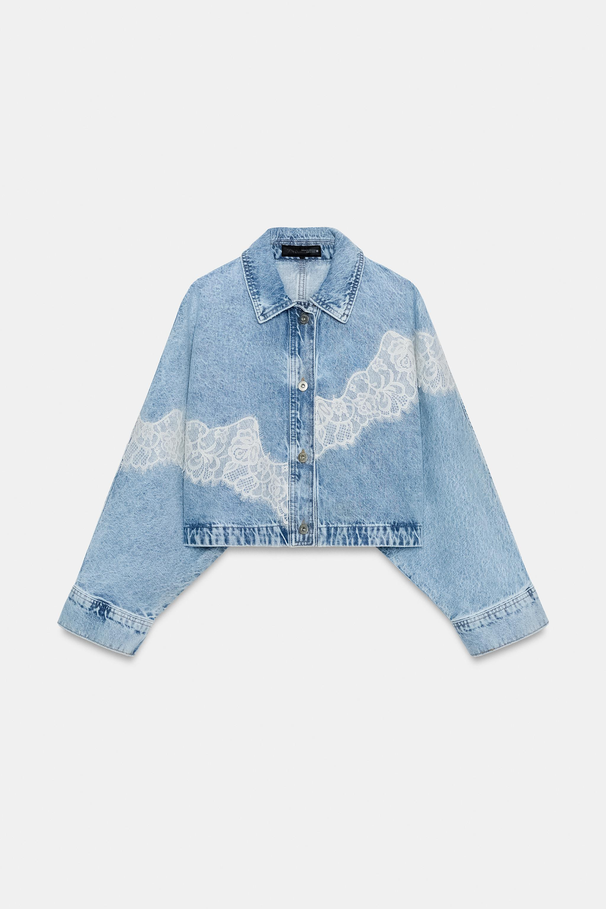 Z1975 CROPPED LACE DENIM JACKET SET | Zara UK