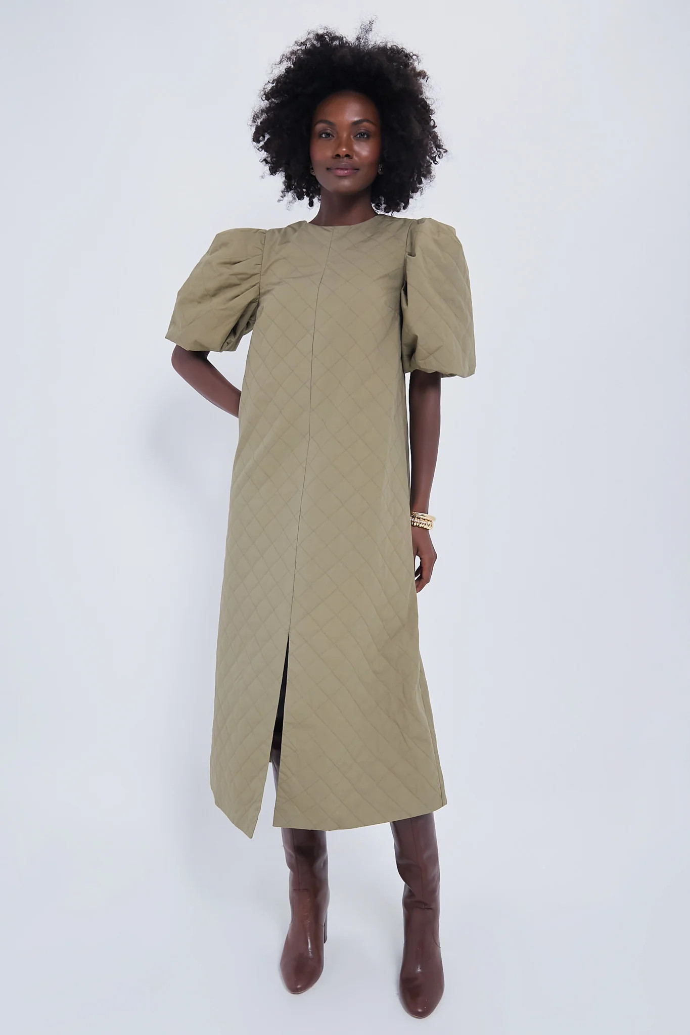 Olive Quilted Fowler Midi Dress | Tuckernuck (US)