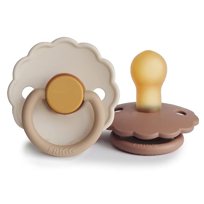 FRIGG Daisy Natural Rubber Baby Pacifier | Made in Denmark | BPA-Free (Chamomile/Peach Bronze, 0-... | Amazon (US)