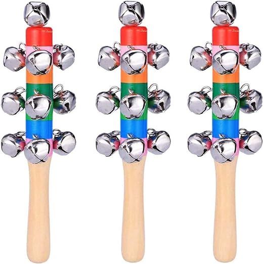 3PC Color Rainbow Handle Wooden Bells Jingle Shaker Rattle, Christmas Jingle Bells, Sleigh Bells,... | Amazon (US)