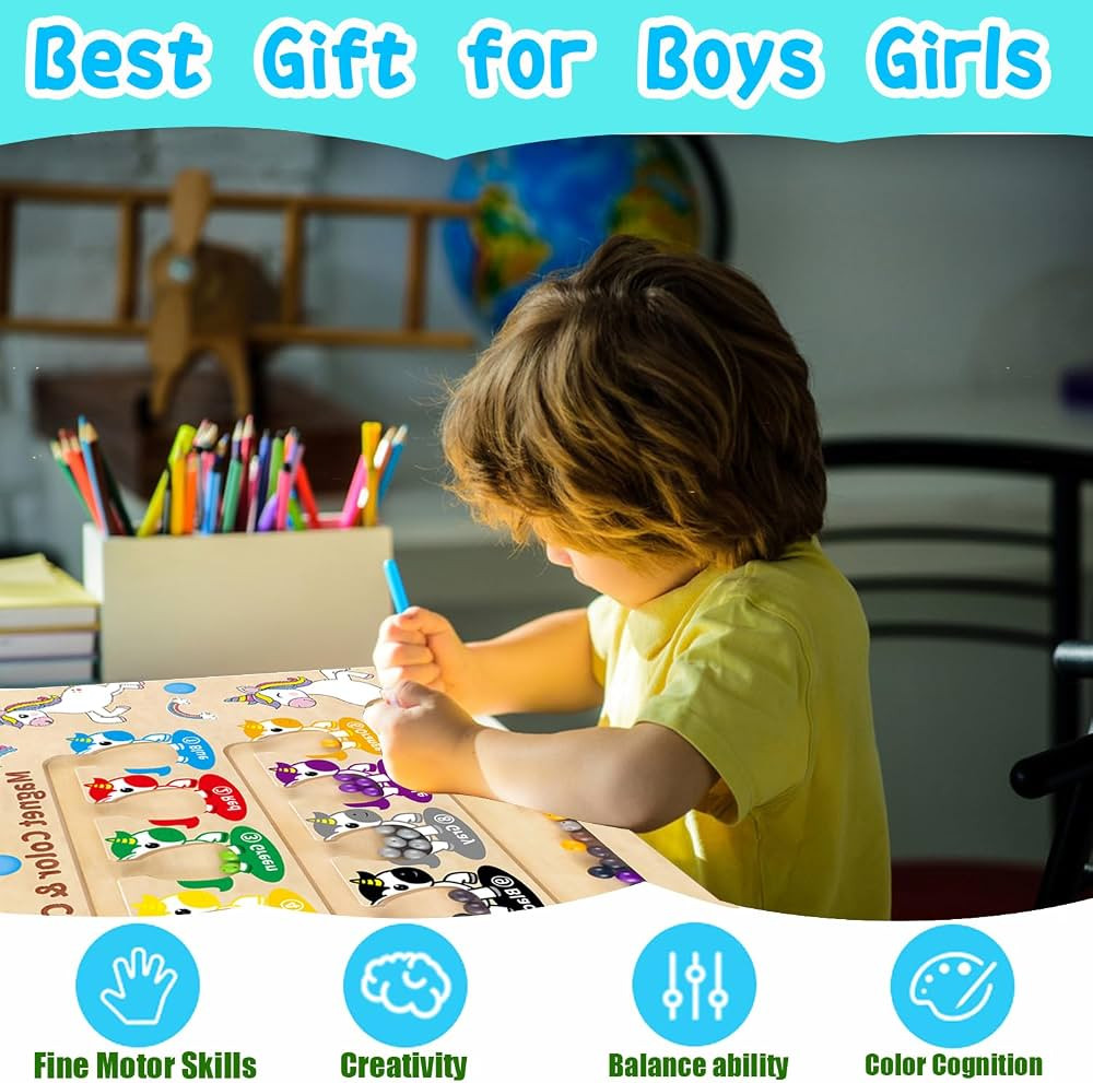 Magnetic Color and Number Maze,Uniorn Gifts for Girls,Montessori Toys for 2 3 4 5 Year Old,Learni... | Amazon (US)