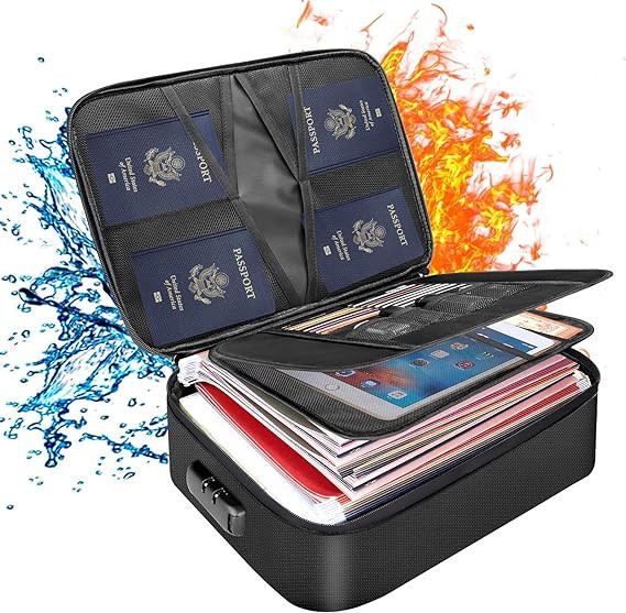 DocSafe Document Bag with Lock,Fireproof 3-Layer File Storage Case with Water-Resistant Zipper,Do... | Amazon (US)