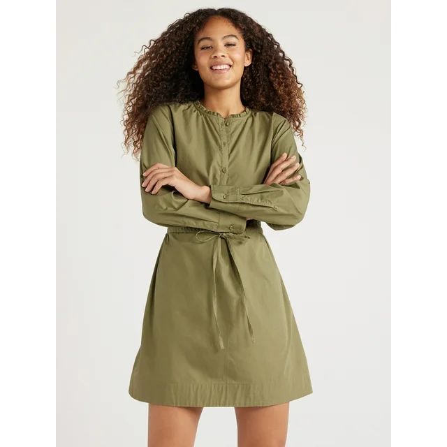 Free Assembly Women’s Ruffle Neck Mini Dress, Sizes XS-XXXL - Walmart.com | Walmart (US)