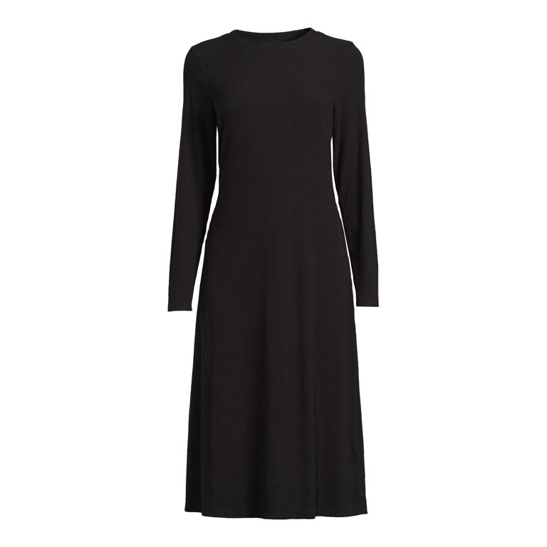 Time And Tru Women's Long Sleeve Ribbed Dress | Walmart (US)