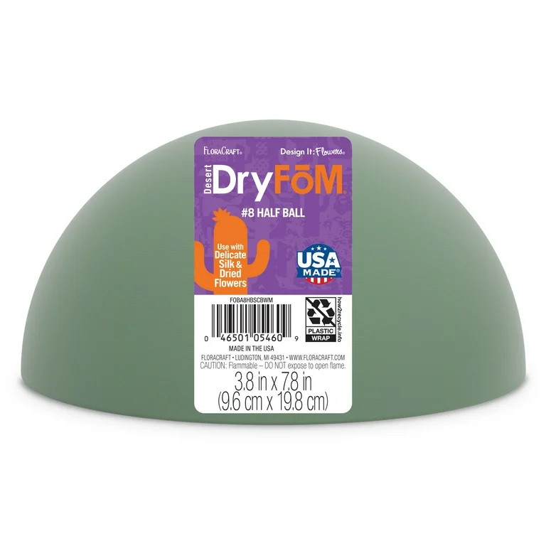 FloraCraft Floral Desert DryFōM Half Ball 3.8 inch x 7.8 inch Green | Walmart (US)