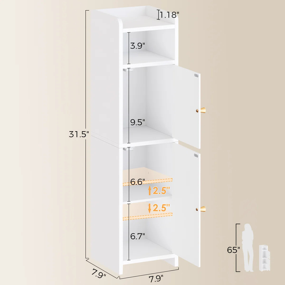 Holtby Bathroom Storage Cabinet With 2 Doors And Adjustable Shelf | Wayfair North America
