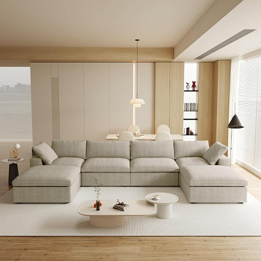 U-Shaped Cloud Sectional Couch for Living Room, Modular Convertible Sectional Couch, Sofa Cushion... | Amazon (US)