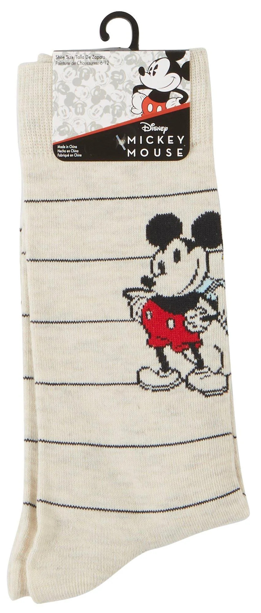 Disney Mens Casual Print Mickey Crew Socks 10-13 Bone white - Walmart.com | Walmart (US)