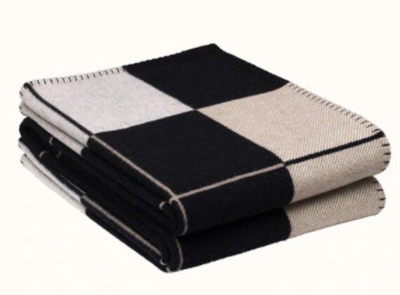 Little Oaks Furnishings Designer Style Wool Avalon H Check Nordic Blanket Bedroom Living Room Thr... | Etsy (US)