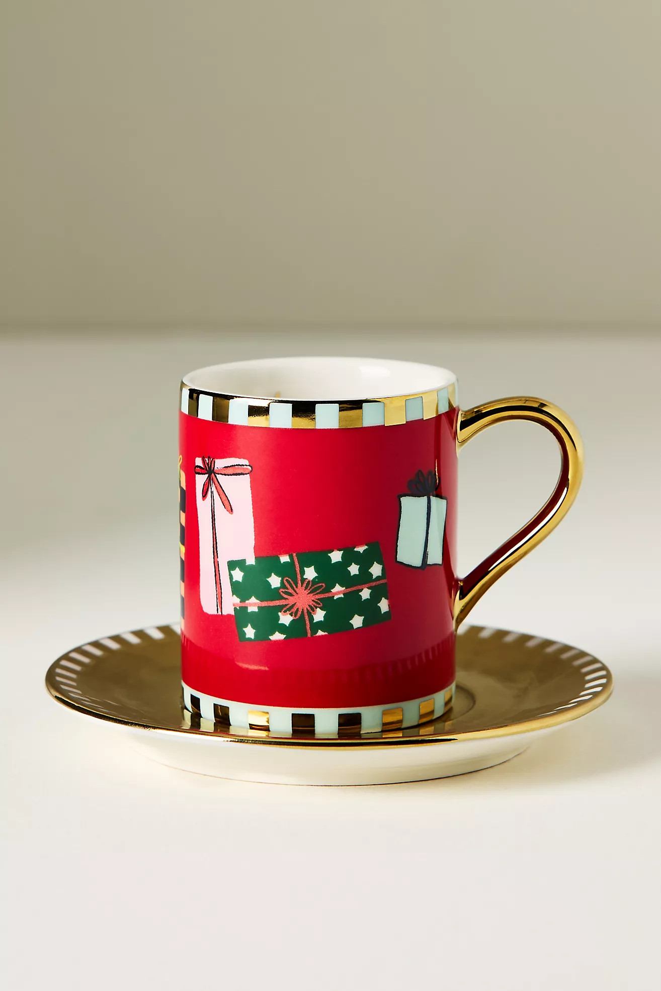 Caroline Stoneware Holiday Espresso Cup & Saucer | Anthropologie (US)