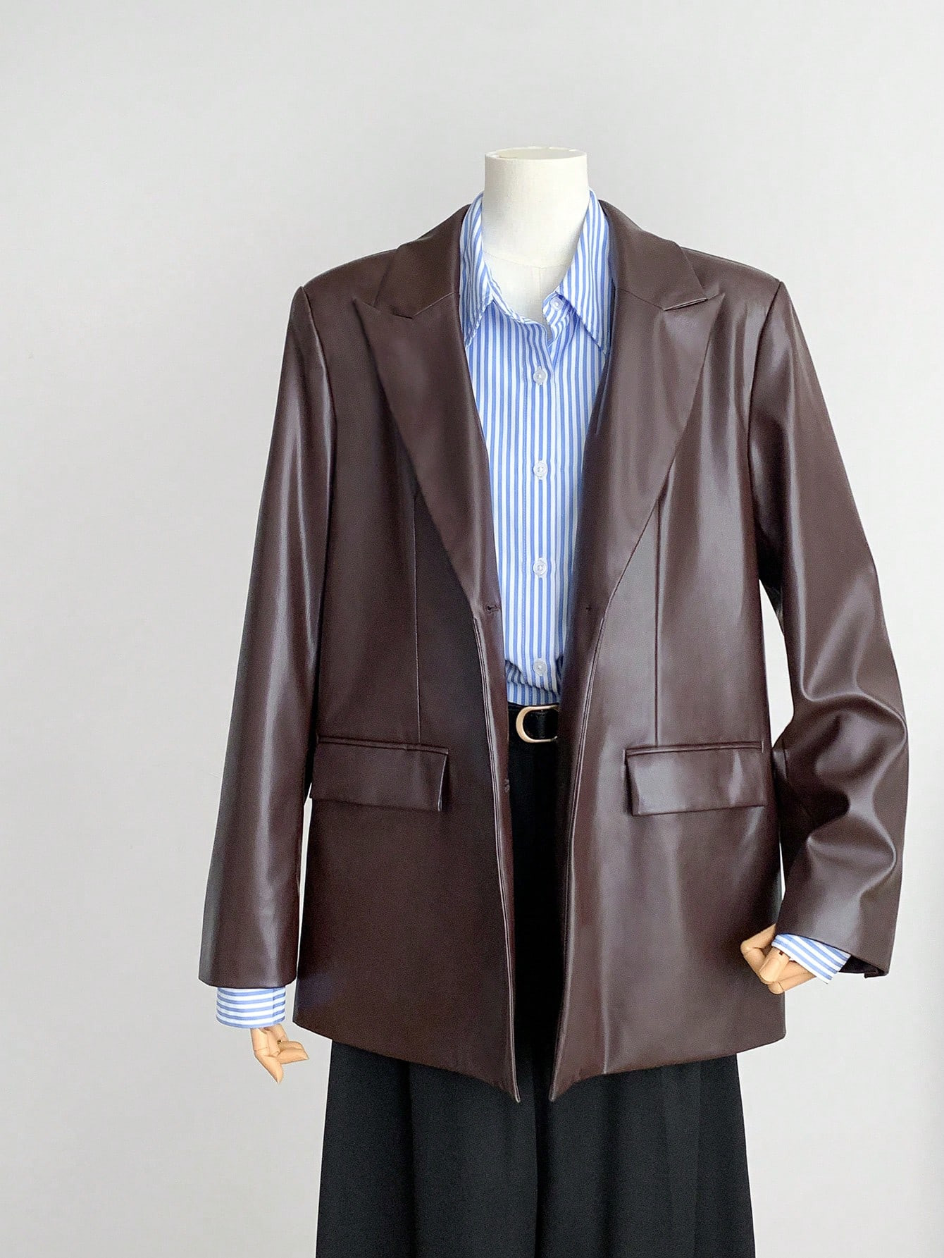 SHEIN EastFlair Women Retro American PU Leather Blazer Jacket | SHEIN USA | SHEIN