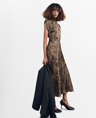 Women's Leopard-Print Satin Dress | Macy's