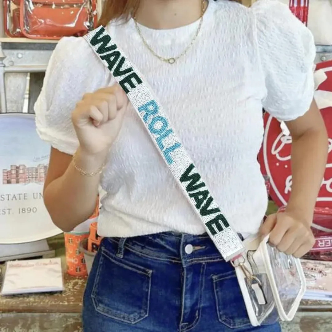 ROLL WAVE Tulane Purse Strap, Tulane Beaded Purse Strap, Tulane Game Day Outfit, Roll Wave Beaded... | Etsy (US)