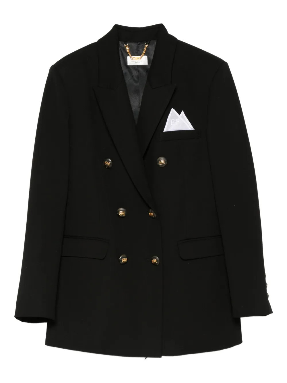 Elisabetta Franchi double-breasted golden-button blazer - Black | Farfetch Global
