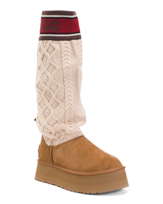 Suede Classic Sweater Letter Boots | TJ Maxx