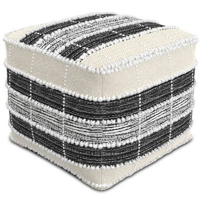 Highland Square Pouf White/Beige/Black - WyndenHall: Indoor/Outdoor, UV Resistant, 250lb Capacity | Target