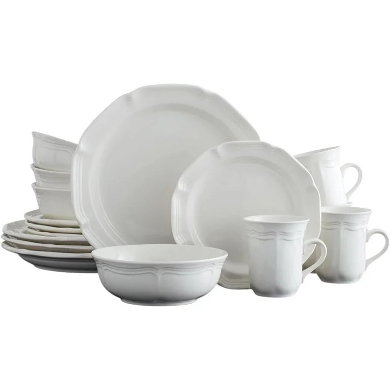 16-Piece Rustic Farmhouse Dinnerware Set for 4, Floral Porcelain Tableware Collection | Walmart (US)