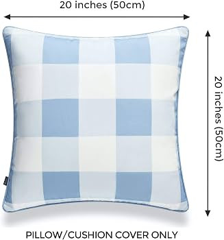 Hofdeco Coastal Patio Indoor Outdoor Pillow Cover ONLY for Backyard, Couch, Sofa, Baby Blue Buffa... | Amazon (US)
