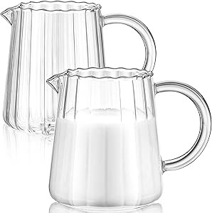 2 Pcs Small Glass Pitcher Elegant Shaped Glass Creamer Pitcher Glass Tea Pitcher Coffee Milk Crea... | Amazon (US)