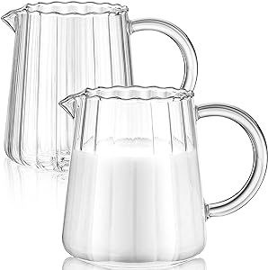 2 Pcs Small Glass Pitcher Elegant Shaped Glass Creamer Pitcher Glass Tea Pitcher Coffee Milk Crea... | Amazon (US)