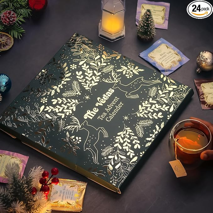 The Vedas Luxury Advent Calendar of Teas, 24 Christmas Teas in Handstitched Cotton Teabags | Amazon (US)