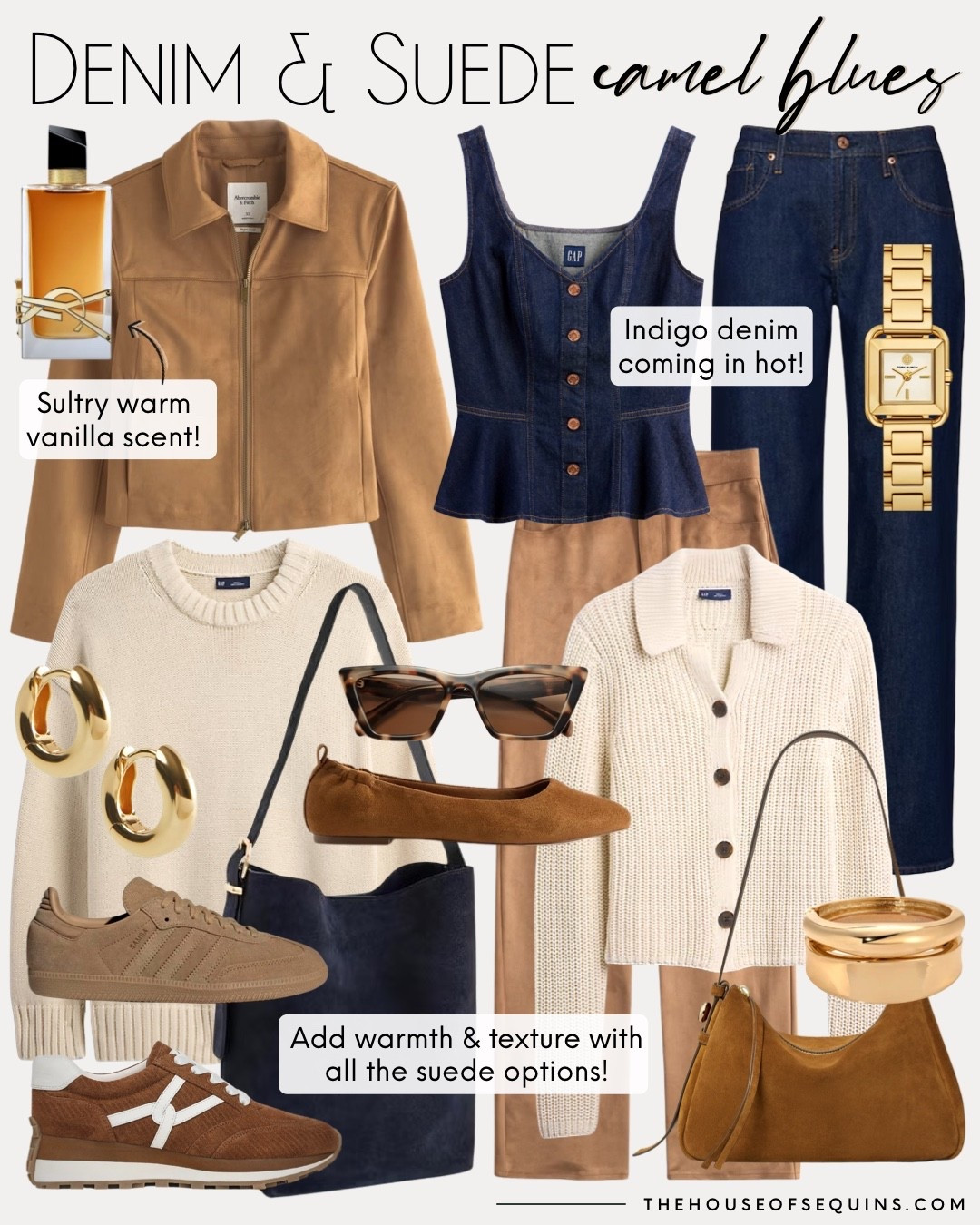 Shop fall outfit finds! Abercrombie, Gap & Nordstrom new arrivals! Suede jacket, indigo jeans, faux suede pants, matching set, suede loafers, barrel bag, Madewell suede bag, bucket bag, adidas samba, suede sneakers, ballet flats, gold jewelry, Tory Burch gold watch, polo cardigan, crew neck sweater, denim peplum top and more! 

#LTKSaleAlert #LTKFindsUnder50 #LTKFindsUnder100