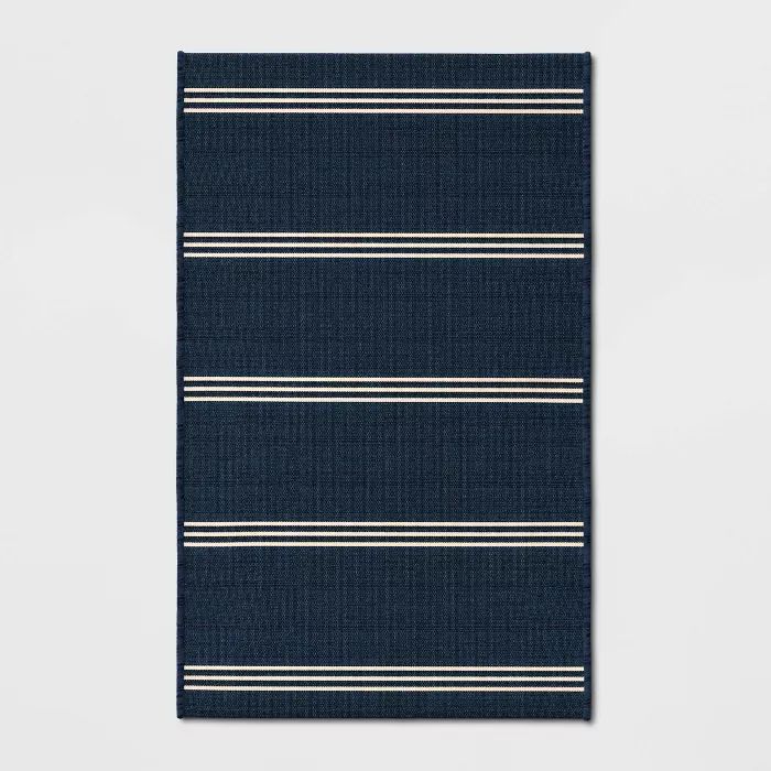 Stripe Outdoor Rug Navy - Threshold™ | Target