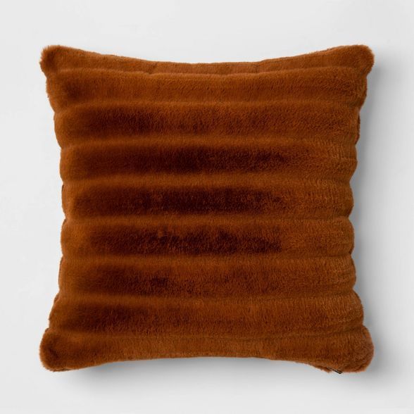 Square Channeled Faux Fur Throw Pillow Bronze - Project 62™ + Nate Berkus™ | Target
