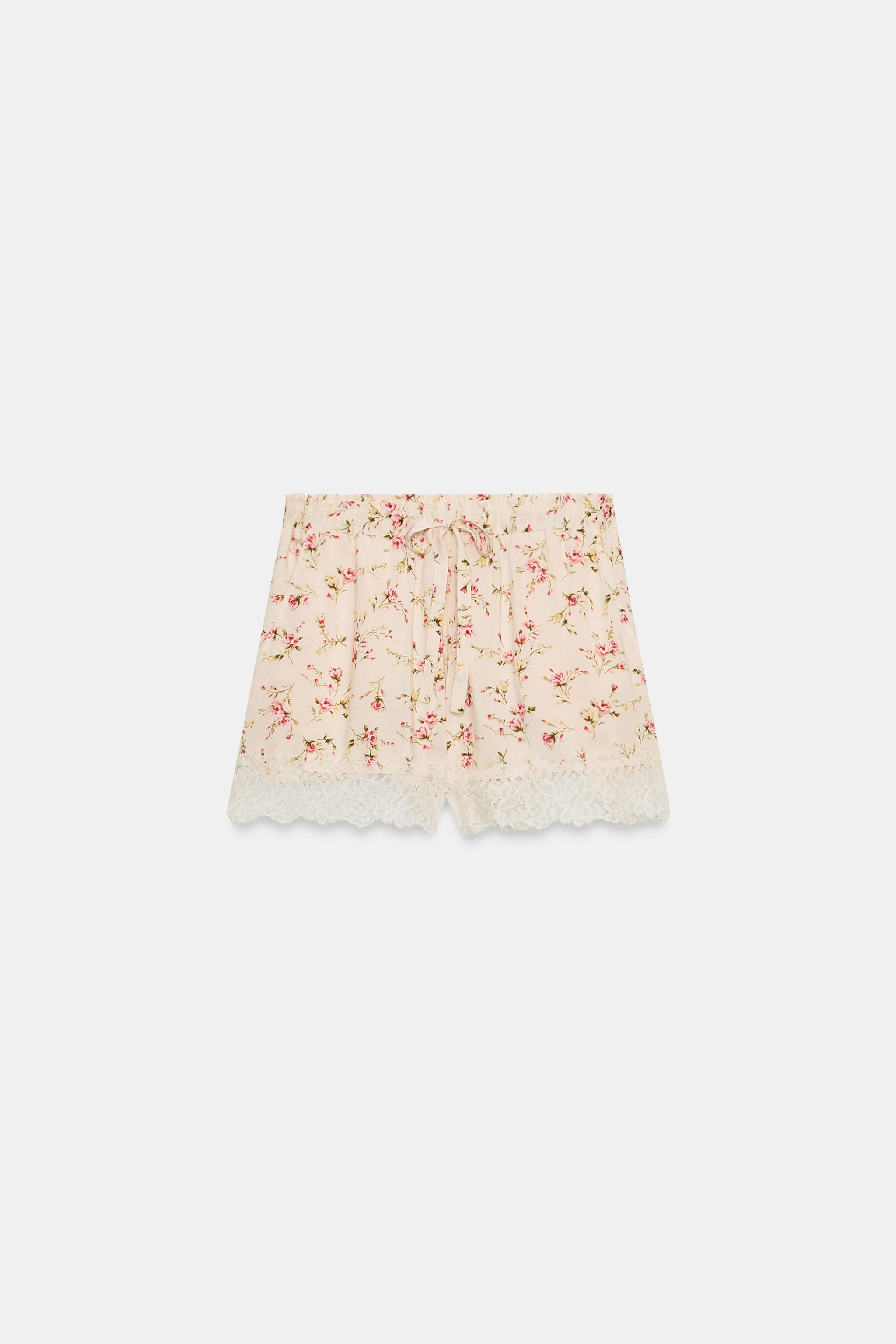 FLORAL LACE PRINT SHORTS | Zara UK