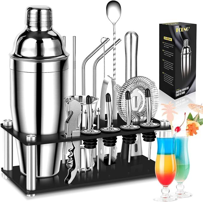 Cocktail-Shaker-Bartender-Kit-Set, 21pcs Martini Shaker Set Bar Set with Stylish Acrylic Stand, P... | Amazon (US)