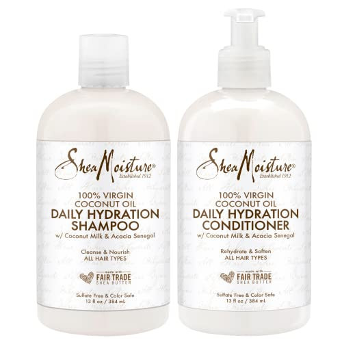 SheaMoisture 100% Virgin Coconut Oil Daily Hydration Shampoo & Conditioner | 13 fl. oz. Each with box | Amazon (US)