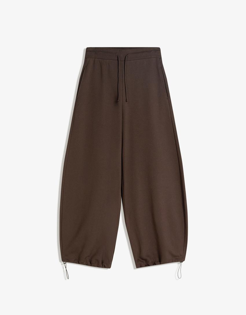 Plush barrel trousers with stoppers - Trousers - Women | Bershka GB
