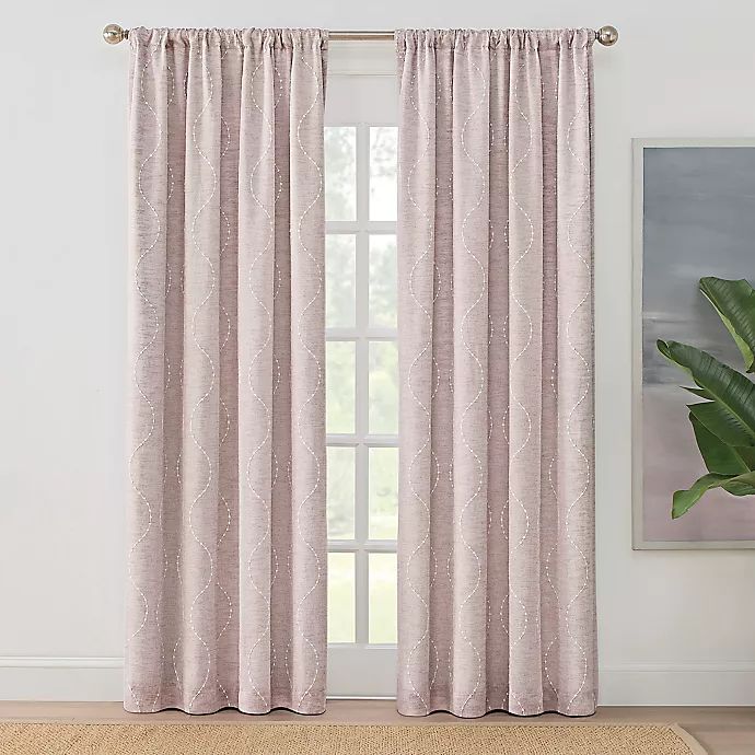 Brookstone® Zoey Rod Pocket 100% Blackout Embroidered Window Curtain Panel | Bed Bath & Beyond